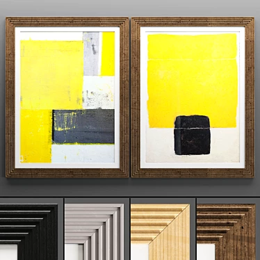 Modern Art Frame 584: 2 Frames, 4 Textures 3D model image 1 