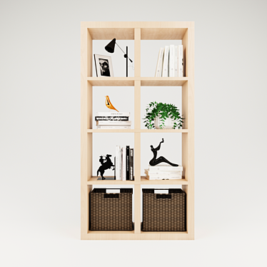 Modern Oak Bookshelf - 77 x 147 cm 3D model image 1 