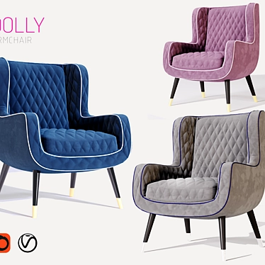 Baxter Dolly Wingback Armchair: Sleek Comfort & Elegant Design 3D model image 1 