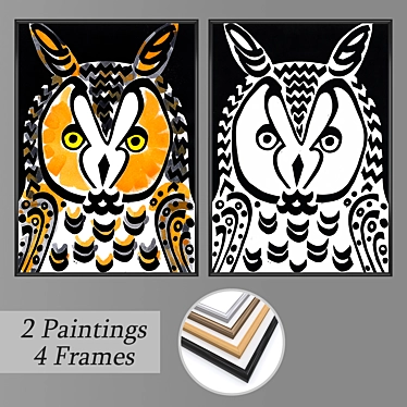 Artistic Wall Set - 2 Paintings with 4 Frame Options 3D model image 1 