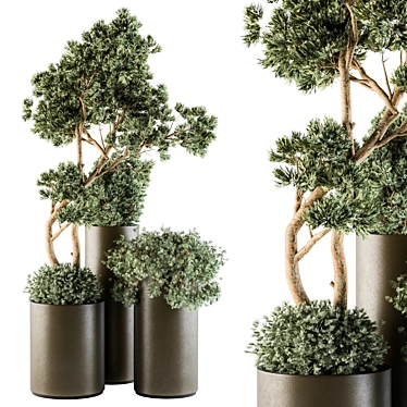 Metal Pot Outdoor Tree Set 102 3D model image 1 