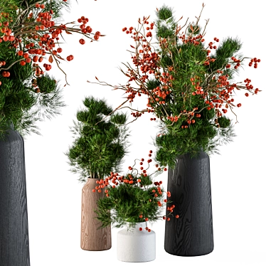 Festive Pine & Berry Bouquet 3D model image 1 