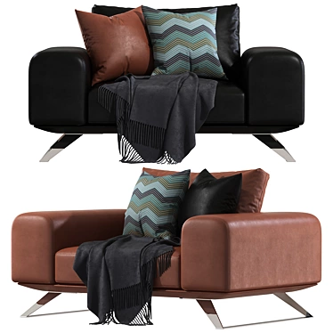 Aniston Armchair: Modern Design with Steel Legs 3D model image 1 