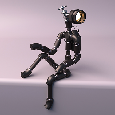 Loft Style Robot Lamp 3D model image 1 