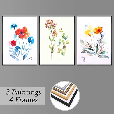 Elegant Wall Art Set 3D model image 1 