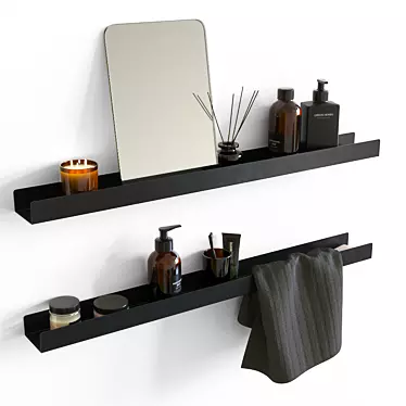 Stylish Bathroom Shelves Set 3D model image 1 