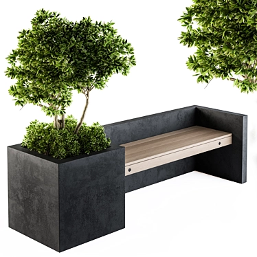 Urban Oasis: Bench with Plants 3D model image 1 