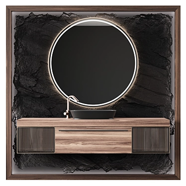 Bathroom Console with Mirror | Editable Stone Panel 3D model image 1 