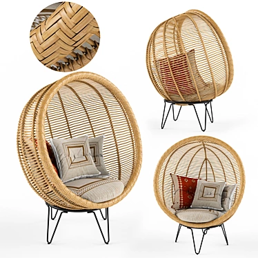 Cozy Rattan Cocoon Chair 3D model image 1 