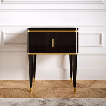 Elegant Brass-Inlaid Nightstand 3D model image 1 