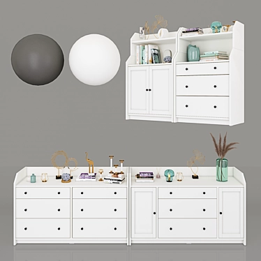 Hauga Dresser Set: Two-Tone Storage Combo 3D model image 1 