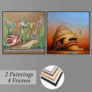 Versatile Set of 2 Wall Paintings 3D model image 1 