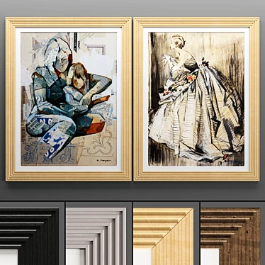 Elegant Contemporary Art Frames 3D model image 1 