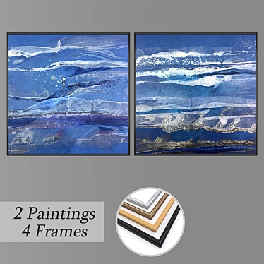 Modern Wall Art Set with Frames 3D model image 1 