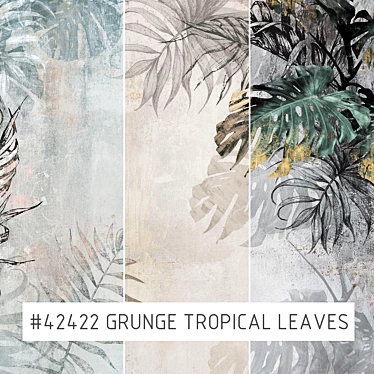 Grunge Tropical Leaves Wallpaper 3D model image 1 