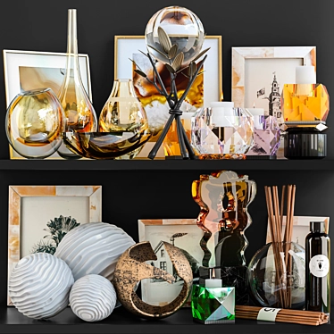 Artistic Home Decor Set: Sculpture, Figurine, Vase, Glass, Photo Frame 3D model image 1 