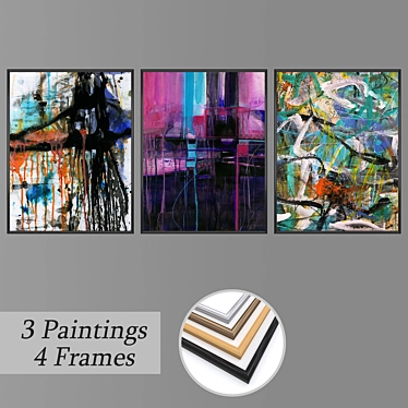 Elegant Wall Painting Set 3D model image 1 