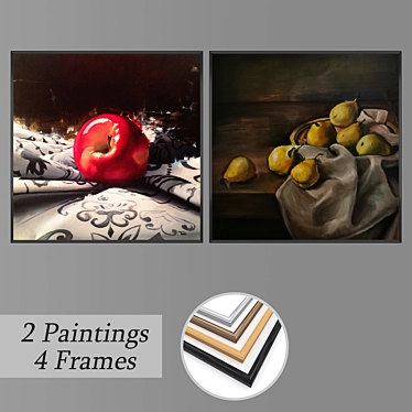 Artistic Set: 2 Paintings with 4 Frame Options 3D model image 1 