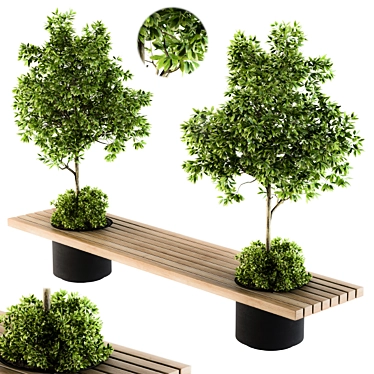 Urban Oasis Furniture: Bench with 10 Planters 3D model image 1 