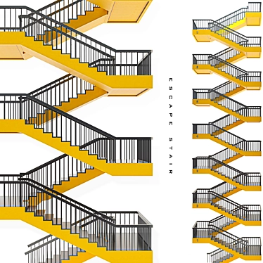 Sleek Escape-Stair: Modern and Functional 3D model image 1 