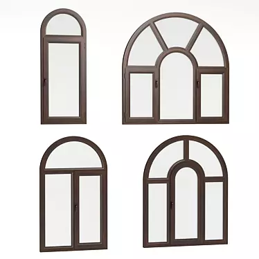 Elegant Arched Plastic Windows 3D model image 1 