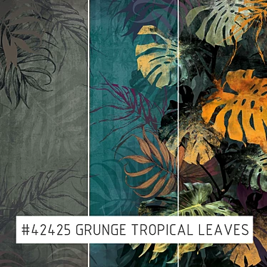 Title: Grunge Tropical Leaves Wallpaper - Eco-Murals Collection 3D model image 1 