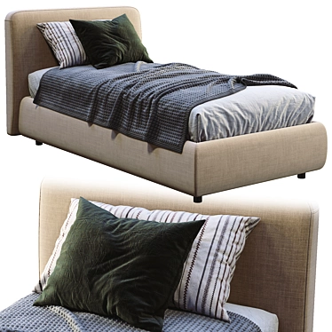 Sleek Single Bed - Bolzan Feel 3D model image 1 