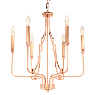 Whitter Aged Brass Chandelier: Classic Elegance 3D model image 1 