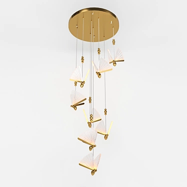 Golden Art Deco Pendant Light 3D model image 1 