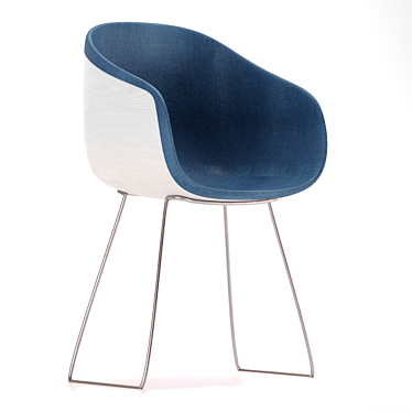 Sleek Wood and Fabric Chair 3D model image 1 