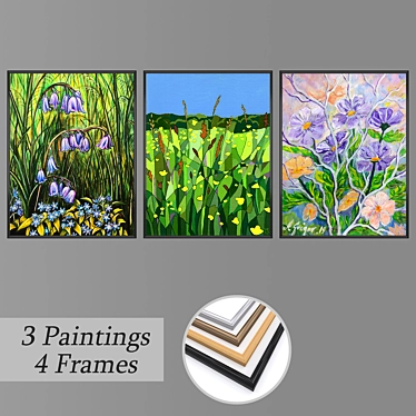 Elegant Wall Painting Set 3D model image 1 