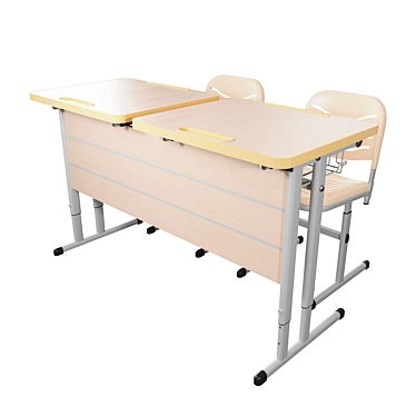 WorkDesk-iLine Double Student Table 3D model image 1 