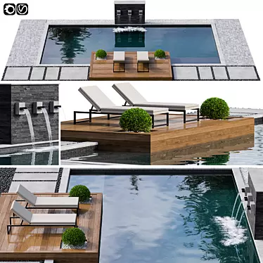Luxury Pool 3D Model 3D model image 1 