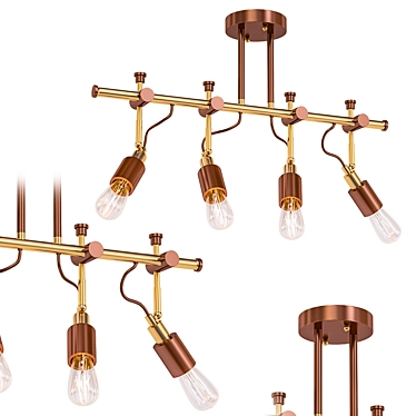 Elegant 4-Light Bronze Track Fixture 3D model image 1 