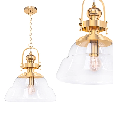 Elegant Antique Brass Pendant Light 3D model image 1 