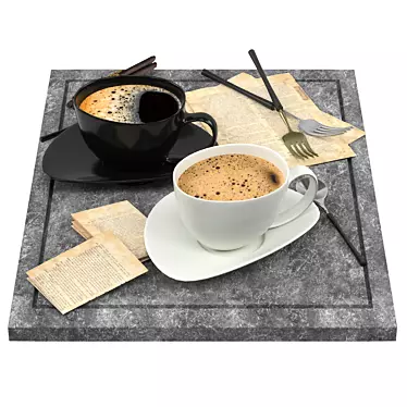 Vintage Coffee Cup Set 3D model image 1 