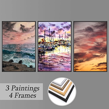 Modern Wall Paintings Set 2728 3D model image 1 