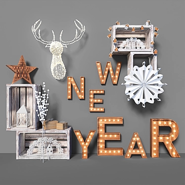 Festive New Year's Decor Set 3D model image 1 