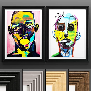 Modern Art Frame Set - 2 Frames with Textured Design 3D model image 1 