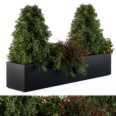 Lush Greenery: Concrete Pot Set 3D model image 1 