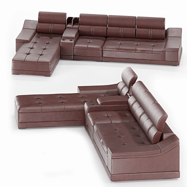 Sleek Leather Business Sofa 3D model image 1 