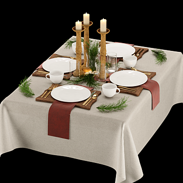 Festive Table Setting for New Year 3D model image 1 