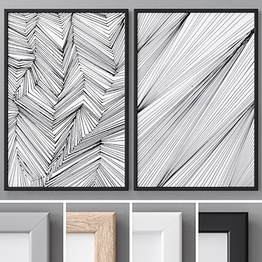 Modern Abstract Photo Frames: Set of 4 3D model image 1 