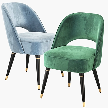 Collins Velvet Dining Chair: Green, Grey, Blue 3D model image 1 