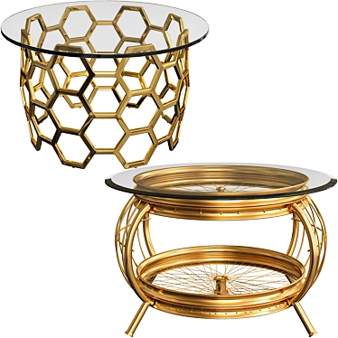 Mantis & Janina Gold Coffee Tables Set 3D model image 1 