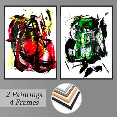 Modern Art Wall Set with Frame Options 3D model image 1 