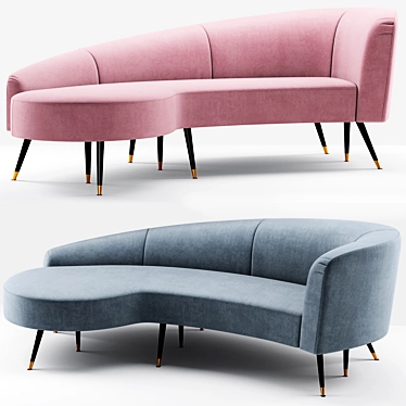 Elegant Evangeline Velvet Parisian Sofa 3D model image 1 