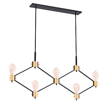 Chic Matte Black Island Chandelier 3D model image 1 