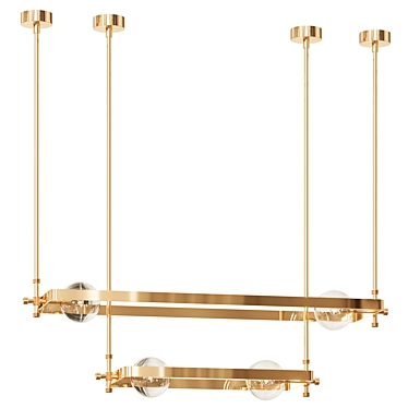 Luxury Brass & Glass Ceiling Lamp 3D model image 1 