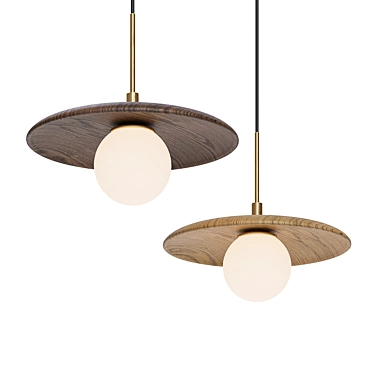 Wooden Pendant Lamp with Norvik Lampshade 3D model image 1 
